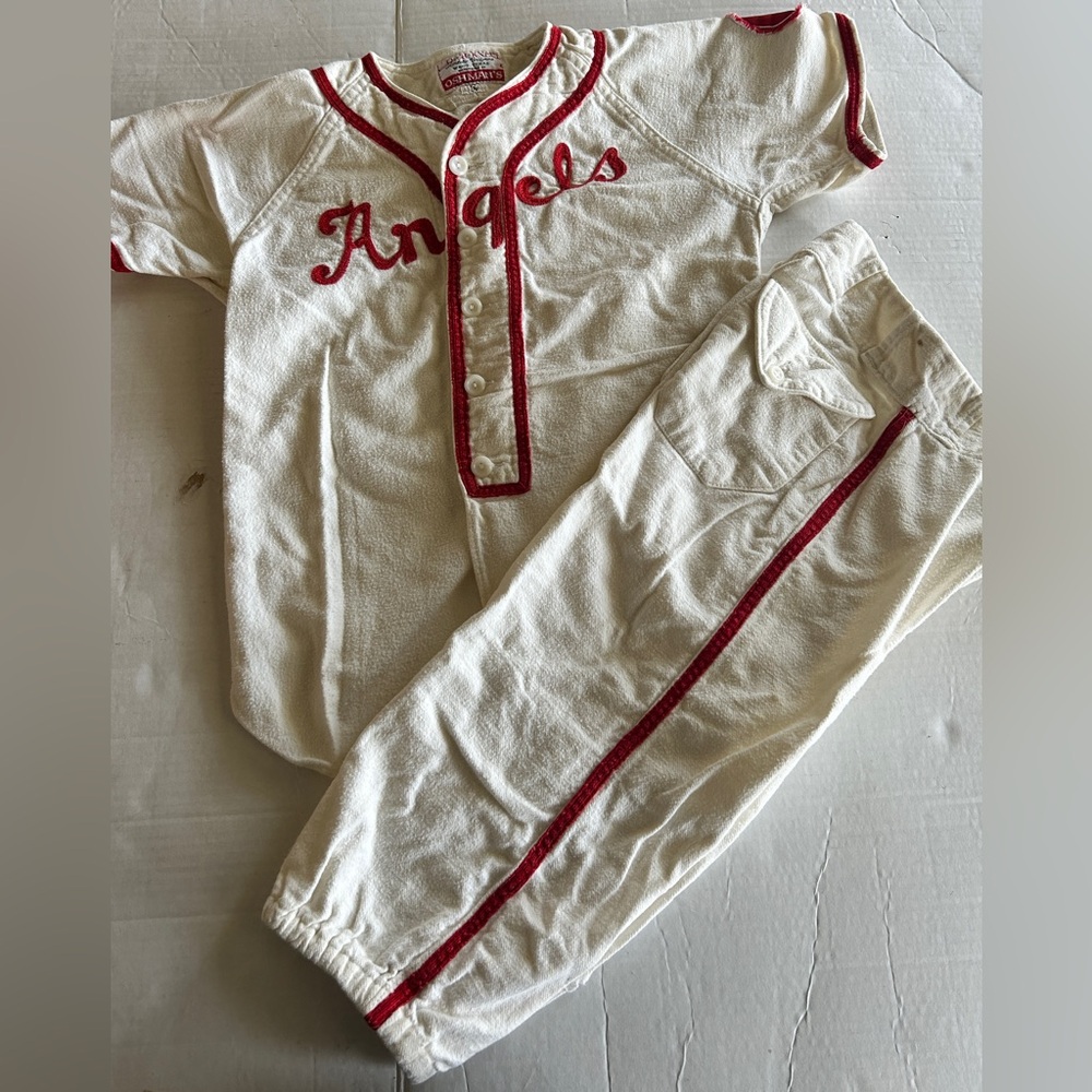 Vintage Little League Baseball ANGELS Uniform Sponsor GE Uni By Oshman’s Texas